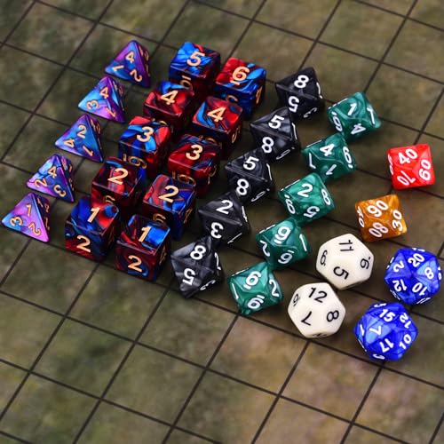 Extended Dice RPG Set | 15 x 31 Polyhedral Dice (465 Piece) for DND5E Tabletop Adventure Games (15 Colors - Classic) - color: 15 Colors - Classic