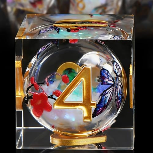 Butterfly and Plum Blossom Liquid Core DND Dice Set for Role Playing Gaming with Box, 7pcs Sharp Edged Polyhedral Resin DND Dice Set with Beauty Since, D% D20 D12 D10 D8 D6 D4 Dice(White) - color: White Butterfly, style: Butterfly