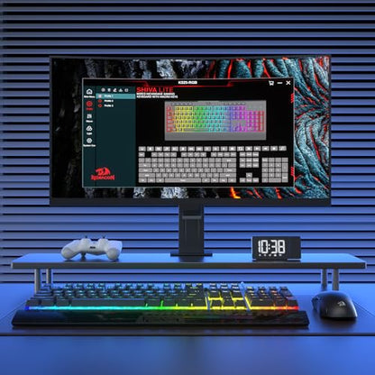 Redragon K525 RGB Backlit 104 Keys Wired Membrane Gaming Keyboard w/ 5 Multimedia Keys & 4 Extra On-Board Macro Keys, Dedicated Media Control, Ergonomic Wrist Rest, Linear Mechanical-Feel Switch - color: Black, size: 104 Keys Lite