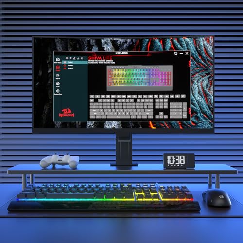 Redragon K525 RGB Backlit 104 Keys Wired Membrane Gaming Keyboard w/ 5 Multimedia Keys & 4 Extra On-Board Macro Keys, Dedicated Media Control, Ergonomic Wrist Rest, Linear Mechanical-Feel Switch - color: Black, size: 104 Keys Lite
