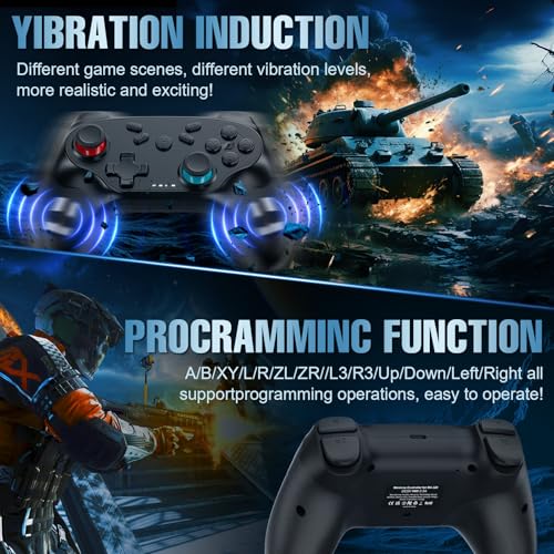 Xexvyrin Wireless Controller for PC， Turbo, Gyro Axis, Dual Vibration(RGB BLACK) (pink) - color: Pink
