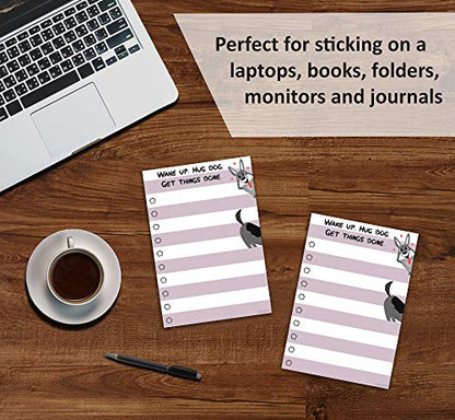 Dog Notepad Small to Do List Sticky Notes | Wake Up Hug Dog Get Things Done | Dog Lover Humor Add to Note Cards, Notebook Notepad | 50 Pages 4x6 by DAILY RITMO - size: Dog Hugs