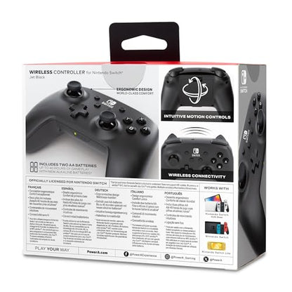 PowerA Wireless Controller - Nintendo Switch/Switch Lite/Switch-OLED Model, Nintendo Switch 2, Jet Black, Gamepad, Bluetooth, Motion Controls, Advanced Gaming Buttons, officially licensed - style: Jet Black