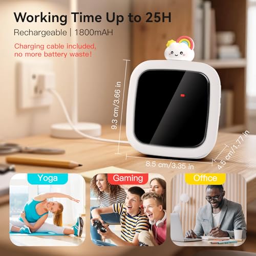 Yunbaoit Digital Visual Timer for Kids, Rechargeable 99-Minute Silent Countdown Timer with 19 Ringtones, 9 Optional DIY Color Star Display, Time Management Tool with Pause Function (Rainbow) - style: Rainbow Doll