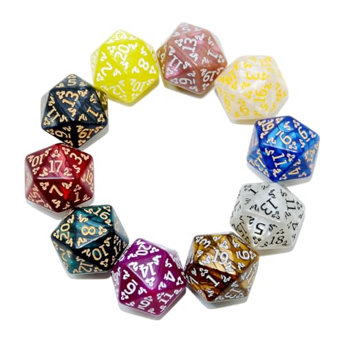 SmartDealsPro 10-Pack 20 Sided Dice D20 Polyhedral Dice for DND RPG MTG Table Game (Dragon Pattern) - color: Dragon Pattern