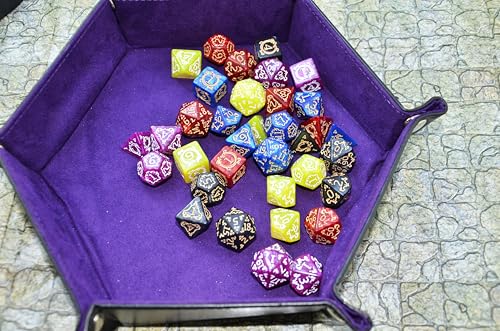 SmartDealsPro Retro Polyhedral Dice Sets with Pouches for D&D DND RPG MTG Dungeon and Dragons Table Board Roll Playing Games D4 D6 D8 D10 D% D12 D20 - color: 5-color Retro Dragon Pattern