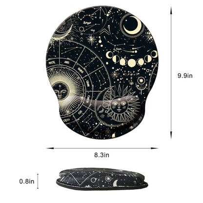 Mouse Pad with Wrist Support, Ergonomic Mouse Pad with Memory Foam Wrist Rest Cushion, Non-Slip Rubber Base Gaming Mice Pad for Home Office Computer Laptop, Moon Phase - color: Q-moon phase