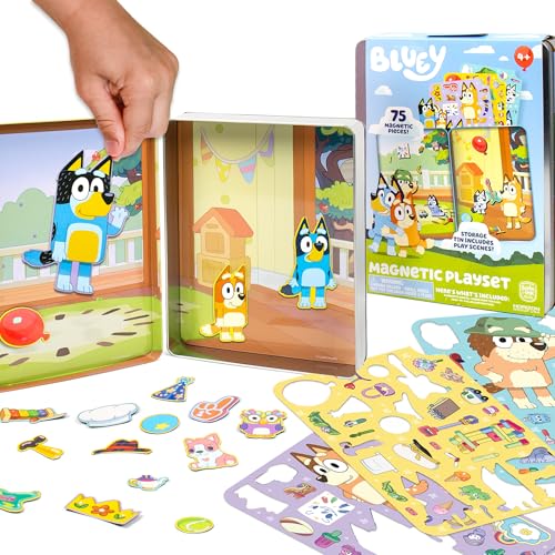 Bluey Magnetic Playset, Magnet Activity Toys, Great Birthday Parties, at-Home Activities, or Screen-Free Fun, Perfect Travel or Road Trip, Hours of Fun for Kids Ages 3,4,5,6,Multicolor,Medium,214618 - color: Bluey Magnetic Playset