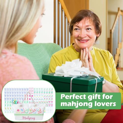Ceenna American Mahjong Set Complete 160 Pcs Tile/Pushers/Carrying Bag/dice/Chips, 1.2 Inch Green Back Melamine Mahjong Tiles, Hand Carved Pattern for Adult Mah Jong, Beginners (Classic) - style: Classic