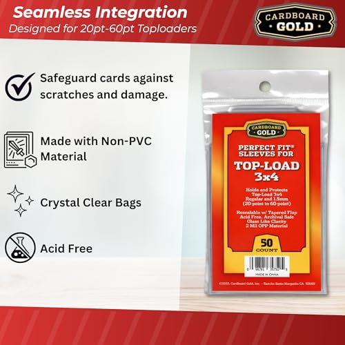 Cardboard Gold Toploader Sleeves - Ultimate Protection Resealable Snug Fit Top Loader Sleeves - Acid Free Archival Safe - Holds Toploaders Securely (20pt-60pt Sleeves, 500 Toploader Sleeves) - size: 500 Toploader Sleeves, style: 20pt-60pt Sleeves