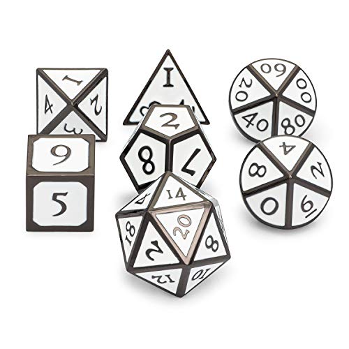 HEIMDALLR Metal D&D Dice Set 7 pcs - Dice Box & Velvet Dice Bag; Metal DND Dice Set D&D (Dungeons and Dragons) w D20 - Blacksmith Craft Dice (Forge & Frost) - color: 07 Forge & Frost