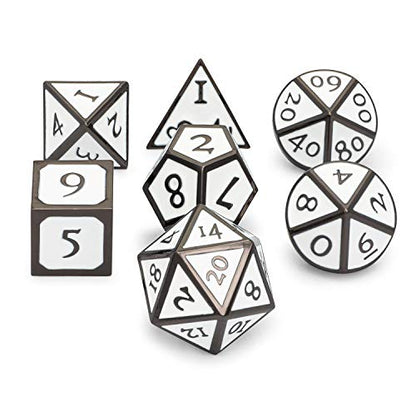HEIMDALLR Metal D&D Dice Set 7 pcs - Dice Box & Velvet Dice Bag; Metal DND Dice Set D&D (Dungeons and Dragons) w D20 - Blacksmith Craft Dice (Forge & Frost) - color: 07 Forge & Frost