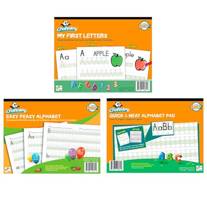 Channie's Beginner's Alphabet & Handwriting Workbooks, 3 Workbooks, Lots Practices with Visual Format, Easier Way to Learn Alphabet Summer School, Ideal for Homeschool Learning Activities - style: Beginner's Alphabet & Handwriting Workbooks