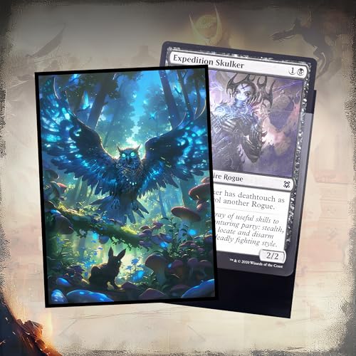 Kabinka MTG Card Sleeves - 100 Standard Size Pack Clear Front & Matte Finish Back with Owl, Premium Sleeves for Magic The Gathering TCG - color: Owl