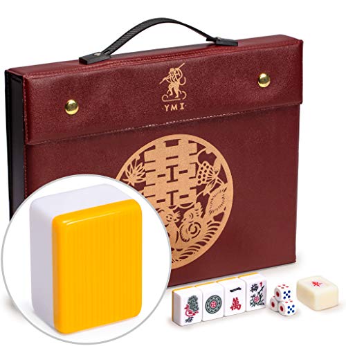 Yellow Mountain Imports Chinese Mahjong Set – Rouge Prestige – 146 Medium Tiles, Professional Set for Chinese-Style Play [中式麻將 專業套裝] - color: Yellow