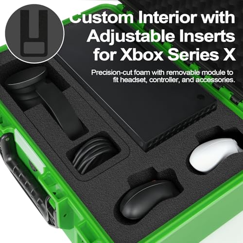 Storage Case for Xbox Series X - Hard Shell Travel Cases with Custom Foam | IP67 Waterproof Series X Carrying Cases, Fits for Xbox Console, Controllers, Headset, Charger and Accessories, Only Case