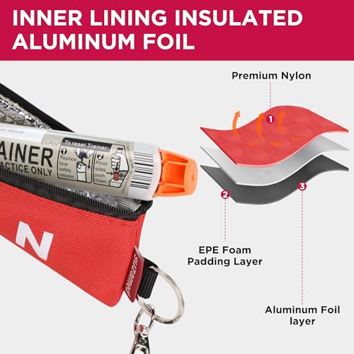 Portable EpiPen Carry Case, Insulated Emergency Medical Bag Maintain Med effectiveness, Fits 1 EpiPen, Asthma Inhaler, Auvi-Q, Allergy Medication, Travel EpiPen Holder for Adults or Kids (Purple+Red) - color: Purple+Red