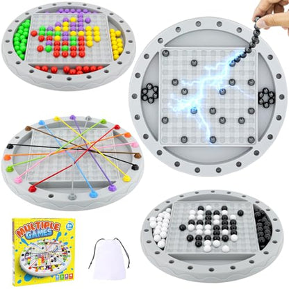4 in 1 Board Games Set, Classic Strategy Travel Game for Kids, Family Night | Four Ways to Play: Magnetic Chess, Rope Untangling Puzzle Game, Go Game, Rainbow Bead Elimination for Ages 8+, 2-4 Players