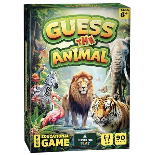 Guess The Animal – Educational Guess In 5 Clues Game for Kids & Family – Fun Children’s Guessing Game for Learning Animals, Perfect for Home, School or Travel – Girls, Boys Ages 6, 7, 8, 9, 10 - color: Animal