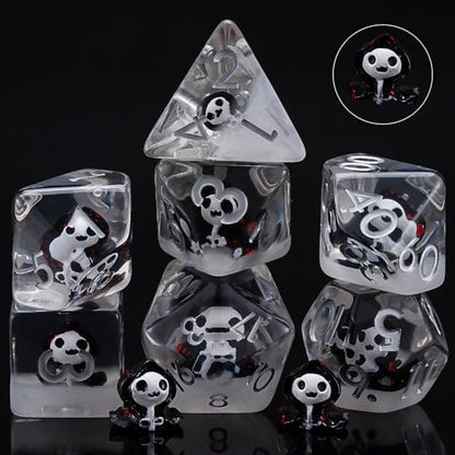 D&D Resin Dice Set, Ghost Polyhedral Dice for Dungeons and Dragons, RPG, MTG DND 7-DIE (D4, D6, D8, D10, D12, D20, D%) - color: Ghost