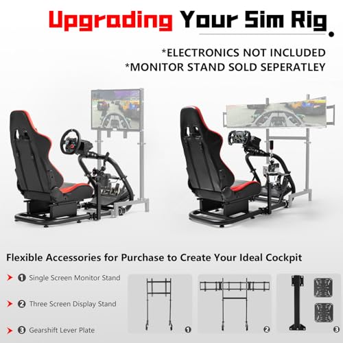 Dardoo G29 Gaming Simulator Cockpit with Real Seat Fit for Logitech G920 G923, for Thrustmaster T300RS, for Fanatec,Direct Drive Sim Racing Cockpit,Without Wheel,Pedal & Handbrake