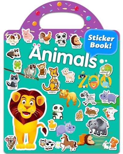 Walenced Reusable Sticker Book for Toddlers, Travel Stickers for Kids, Toddler Craft Activities Toys, Birthday Gifts for Boys & Girls - style: Animal Zoo