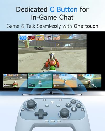 EasySMX S10C Switch 2 Pro Controller with Instant Wake-Up, Hall Effect Joysticks, HD Rumble, Motion Control, 2 Back Buttons, Turbo, C Buttons, for Switch 2/Switch/PC/iOS/Android - color: Blue