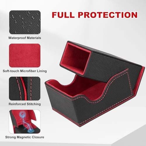 Dice Roller Tower, Magnetic Dice Tray for Rolling, Foldable Leather Dice Organizer Tower Fits for Dungeons & Dragons, MTG DM and Player, Black & Red - color: Black & Red, style: Style A