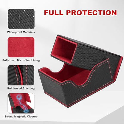 Dice Roller Tower, Magnetic Dice Tray for Rolling, Foldable Leather Dice Organizer Tower Fits for Dungeons & Dragons, MTG DM and Player, Black & Red - color: Black & Red, style: Style A
