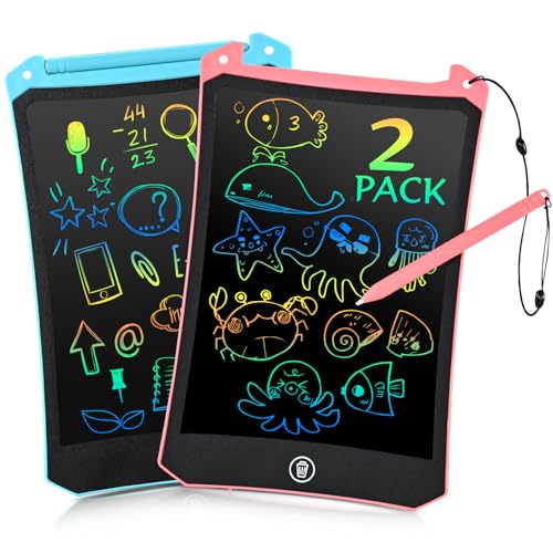 EooCoo Kids LCD Writing Tablet, Mess Free Coloring Books, Travel Toys | Toddler Toys Travel Essentials, 8.5 Inch Drawing Pad for Kids 2 Pack, Preschool Classroom Must Have, Age 3-5 Girls Boys Gifts - color: 8.5”Pink&Blue