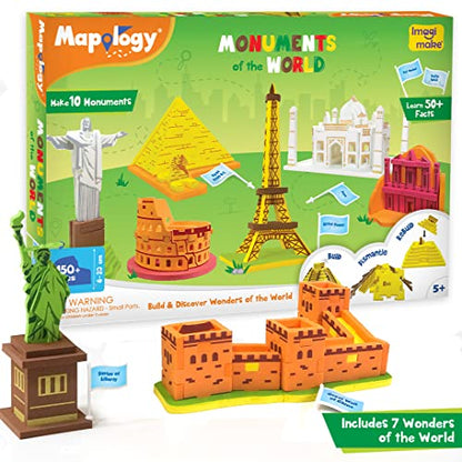 Imagimake Mapology Monuments of World | 3D Puzzles for Kids Ages 8-10 | Learning & Educational Toys for 5-7 | Puzzles for Ages 4-8 | Geography Gifts for Boys & Girls 5,6,7,8,9,10,11,12,13,14 Years Old - style: Monuments of theWorld