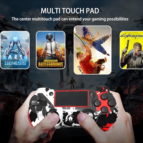SZYUYU Wireless Controller for Ps4 Romote Compatible with Ps4/Slim/Pro/Windows PC, Controller for Ps4 with 3.5mm Audio Jack, Touch Pad,Six Axis Motion Control, Charging Cable (FLAME WHITE) - color: FLAME WHITE