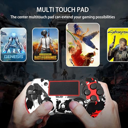SZYUYU Wireless Controller for Ps4 Romote Compatible with Ps4/Slim/Pro/Windows PC, Controller for Ps4 with 3.5mm Audio Jack, Touch Pad,Six Axis Motion Control, Charging Cable (FLAME WHITE) - color: FLAME WHITE