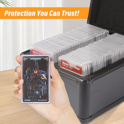 EcoVibe Graded Card Case, Aluminum Alloy Trading Card Storage Box with Carry Handle, Sports Card Case Holders with Dividers, Graded Card Storage Boxes Fits Psa, TCG, Csg, BGS, SGC Slabs - color: 2GE KX