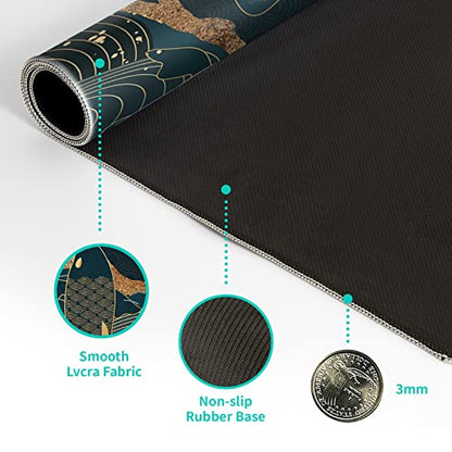 Japanese Gaming Mouse Pad XL - Extended Large Mouse Mat Desk Pad, Stitched Edges Mousepad, 3mm Thick Long Non-Slip Rubber Base Mice Pad, 31.5 X 11.8 Inch - Koi Fish Art - color: Koi Fish
