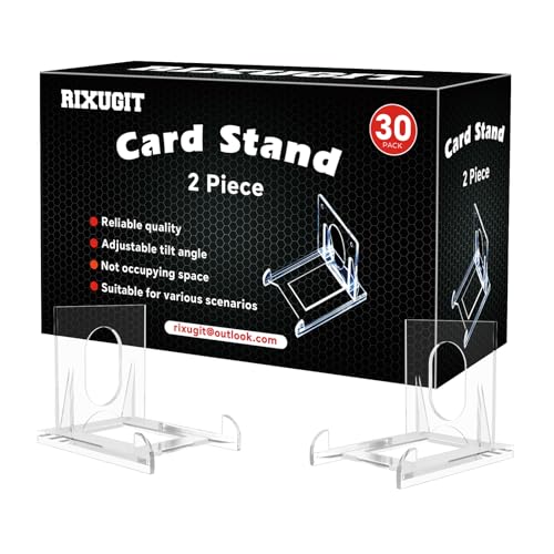 30-Pack 2-Piece Card Display Stands | Clear Acrylic Material, Two-Piece Stable Design, Fits Card Holder and Top Loader, Sports Cards and Trading Cards Collectibles