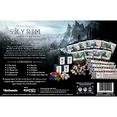 The Elder Scrolls V: Skyrim The Adventure Game 5-8 Player Expansion - Dungeon Crawling Strategy with Tabletop Miniatures for Teens & Adults, Ages 14+, 5-8 Players, 90-120 Minute Playtime