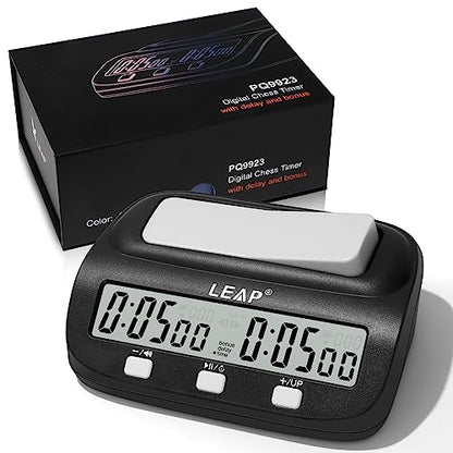 LEAP Chess Clock Digital Chess Timer Professional Chess Clock Timer with Time Bonus and Delay Features Great for Chess I-Go Upgraded Model - color: Black