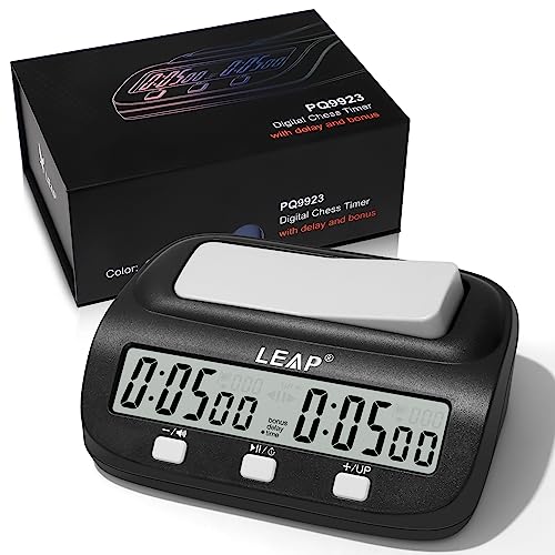 LEAP Chess Clock Digital Chess Timer Professional Chess Clock Timer with Time Bonus and Delay Features Great for Chess I-Go Upgraded Model - color: Black