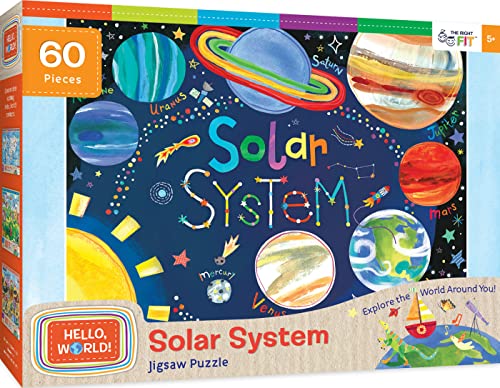 MasterPieces 60 Piece Solar System Puzzle for Kids - Astronaut Theme - 19"x14" - Fun & Educational - style: Hello World Solar System