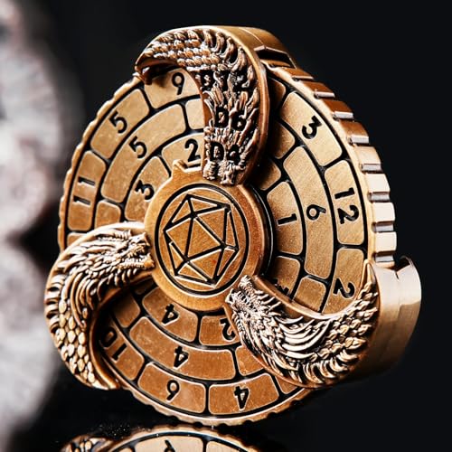 7-in-1 Spinner DND Dice Set, Rotate Metal Rotate Dungeons and Dragons DND Compass Dice, Cool RPG Role Playing Table Game Dice(Gold) - color: Gold