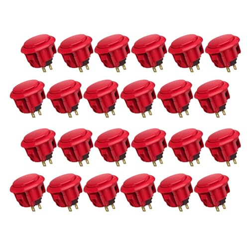QANBA D-lite Arcade Button Original Buttons Snap-In Joystick Arcade Buttons for DIY arcade machines 30mm Push button switch(Boxed）(30mm Red（DL06) 24 Pcs) - size: 30mm Red（DL06) 24 Pcs