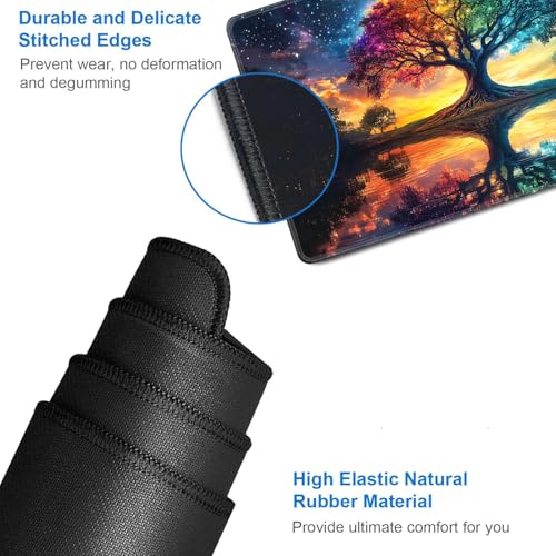 for MTG Game Playmat - 24 x 14 inches with Dices and Storage Bags, Non-Slip Base for TCG and Board Game Card Mats, Trading Card Games Mat, Rainbow Tree of Life Pattern Collectible Card Playmats - color: Jv-playmat-p7-1-h218