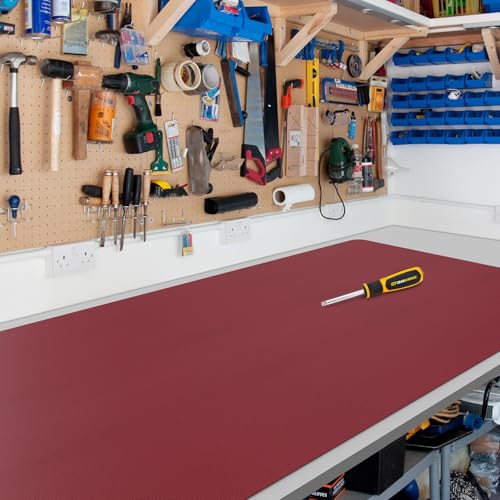 Wine Red Plastic Table Cover Protector, 36" x 54" Waterproof Easy Flat PVC Desk Pad Mat, 1.5mm Thick Rectangle Vinyl Table Top Protector for Dining Room Table, Office, Dresser - color: Wine Red, size: 36" x 54"