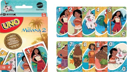 Mattel Games UNO Disney Moana 2 Card Game for Kids, Adults & Family with Deck & Special Rule Inspired by the Movie - style: UNO Moana