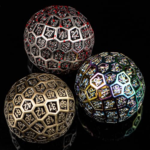 Enchanted Hollow Metal D100 Dice - 50mm DND Dice for d&d RPG & Tabletop Games for Gamers Dm with a Leather Bag (Blood) - color: D100 Blood