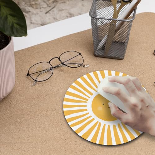 Boho Yellow Sunshine Mouse Pad, Cute Sunshine Mouse Pads Mousepad for Desk Home Office Dorm Computers Laptop, Boho Office Supplies Desk Accessories, 7.9x7.9 Inch - color: Yellow Sunshine-2