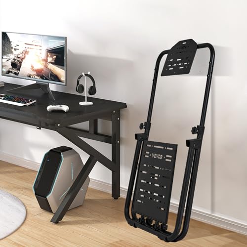 VEVOR Foldable Racing Steering Wheel Stand, Height Adjustable Universal Base Compatible with Logitech & Thrustmaster Racing Wheel and Pedal, Heavy-duty Frame Standard GT/Formula Seating Portable - size: 28.35 x 31.5 x 32.68 in