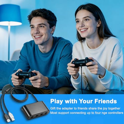 Gamecube Controller Adapter for Wii U, PC Windows, Nintendo Switch/OLED/Switch 2 Gamecube Converter, Support 4 Gamecube Controller to Play Supper Smash Bros with 3.3ft Long Cable