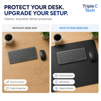 PU Leather Desk Mat, Large Extended Mouse Pad with Stitched Edges, Waterproof Non-Slip Desk Pad for Home Office Gaming Desk (Black, 23.7x13.8) - color: Black, size: 23.7" x 13.8"